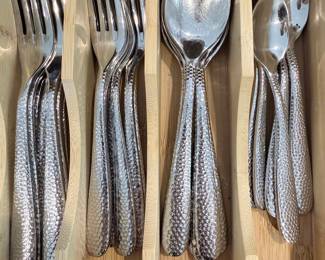 Hammered Finish Stainless Steel Flatware Set