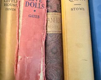 Collection of Vintage Books: "Maida's Little House", "Of Live Dolls", "Ivanhoe", "Uncle Tom's Cabin"