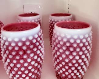 Photo 4 of 4 - Hobnail Fenton Glass Pitcher and Tumblers Set
