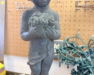 Vintage Cast Stone Cherub Garden Statue