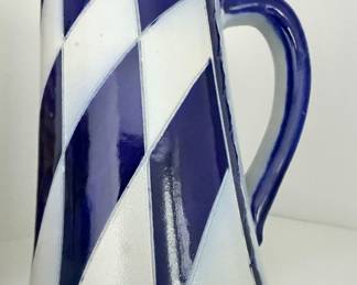 German Salt Glazed Stoneware Beer Stein with Diamond Pattern
