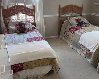 Matching twin wicker beds