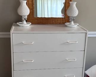Vintage white milk glass table lamps