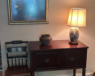 Sideboard table with Hitchcock veal chair