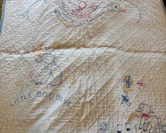 Vintage Embroidered Baby Quilt