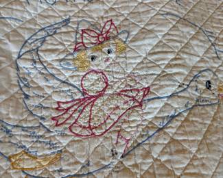 Vintage Embroidered Baby Quilt