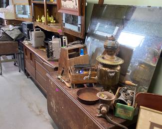 Drop leaf table, vintage art and more