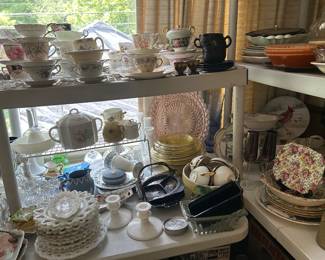 Milk Glass and Tea Cups