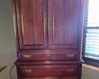 Chippendale chest on chest entertainment center with drawers