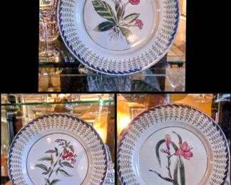 3 Oriental floral plates