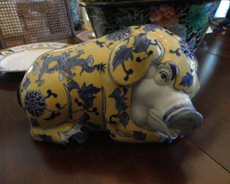 Vtg Porcelain "Lucky Pig" Feng Shui for prosperity and good luck