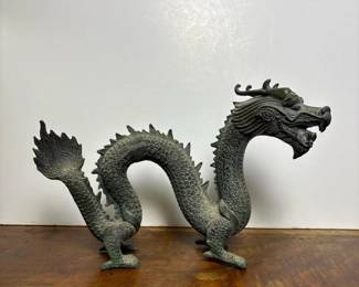063 vintagemetalchinesedragonsculpture
