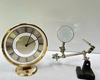 110 vintagejgbrasslucitetableclockand
