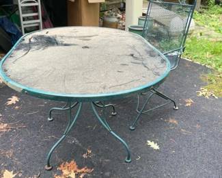 431 ovalglasstopwroughtironpatiotable