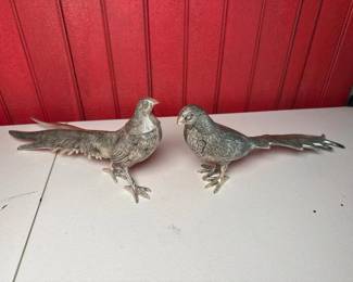 028 vintagesilverplatedpheasantfigurines