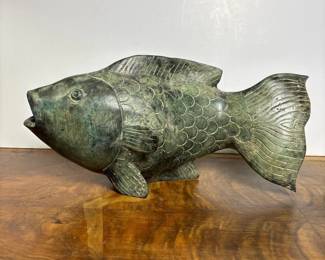 019 greenceramicfishsculpturewithhollow