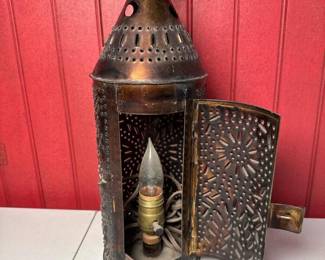 155 vintageelectricpunchedtinlantern