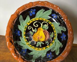 062 handpaintedceramicbowlwithfruitflo