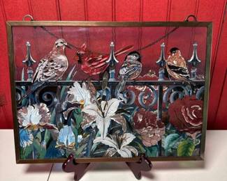 127 framedstainedglassartpanelwithbird