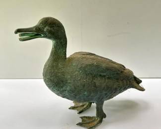 024 vintagecastbronzeduckfigurinegreen