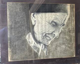 528 framedoriginalgraphiteportraitdrawin