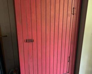 076 vintagewoodenjellycabinetwithredfi