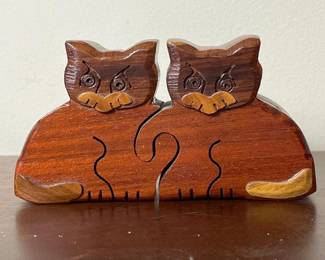 501 whimsyhandcarvedwoodencatpuzzlebox