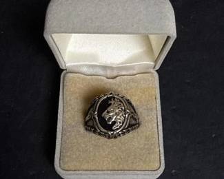 570 silvertoneheraldiclionsheadsignet