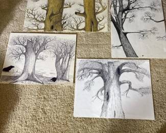 107 fourhanddrawninkandmixedmediatree