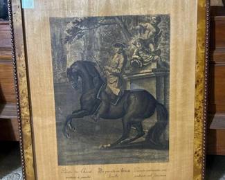 046 18x21antiqueequestrianengravingpar