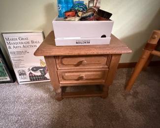 Solid Wood 2 Drawer Side Table; Shoe Shine Items