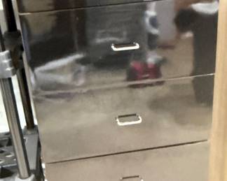 Black Shiny Narrow Chest of Drawers