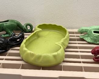 MCM Ceramic Crawling Panthers Sculptures and Planters; Haeger USA 3066-B
