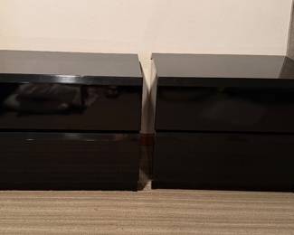 MCM Style Black Shiny Nightstands
