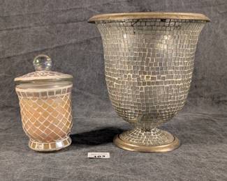 Mosaic Glass Vase & Candle