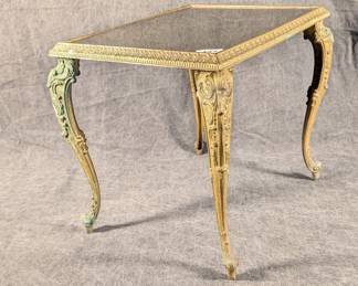 French Style Glass Topped Brass Table