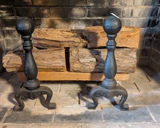 Cast Iron Cannonball Andirons
