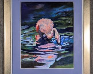 NC Artist Pastel of Flamingo