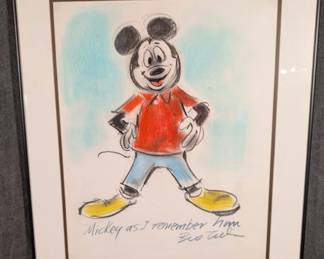 Bill Peet Signed Mickey Mouse Sketch