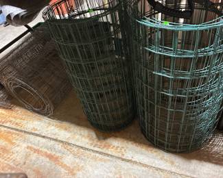 Multiple rolls of wire fencing 
