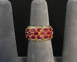 Gems en Vogue Red Maybe Ruby Marquise Stone Sterling Palladium Alloy Ring