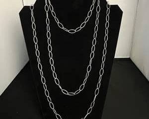 Sterling Silver 925 Oval Link Necklace Chain 72 in.