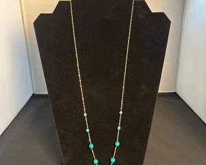 14K Gold Necklace with Turquoise Colored Beads