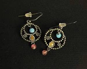 Sterling Silver Beaded Hoop Earrings with MultiColored Gemstones