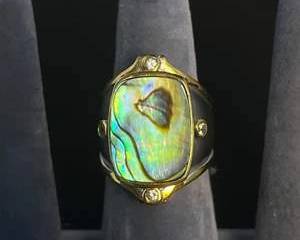 Sterling Silver 925 Abalone Shell and Accent Stones Statement Ring