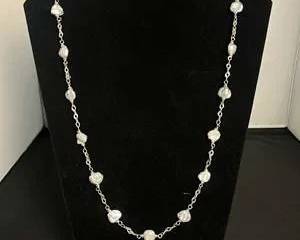 Sterling Silver  Maybe Freshwater Pearl  Necklace from Italy