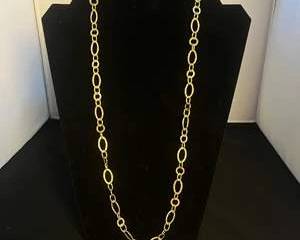 14 K Gold Tone 34 Inch Chain Necklace with Oval Links