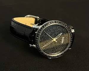 Sterling Silver Quartz Watch with Croco Embossed Cowhide Strap
