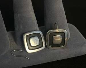 Mexican 925 Sterling Silver Geometric Square Earrings