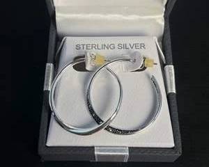 Sterling Silver Marcasite Hoop Earrings